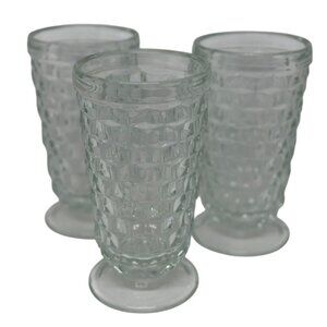VTG Indiana Glass Whitehall Cubist Footed Goblets Set 3 Barware Drinkware 3"x6"